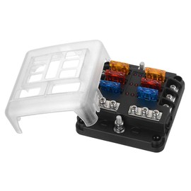 Fuse Block Blade Fuse Box Holder, Car Ato/Atc Fuse Block Waterproof with Fuse LED Indicator Protection Cover for Automotive Truck Boat Marine Bus RV Van Vehicle (6 way)