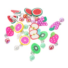 FRCOLOR 7 Pairs Clip Earrings Adorable Soft Clay Fruit Design Non Pierced Ear Clips for Safe and Durable Jewelry Storage Box Included