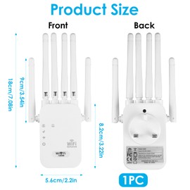 2025 WIFI Extender Signal Booster 1200Mbps 6 Antennas Dual Band (5.8GHz/2.4GHz) Wireless WIFI Repeater Boosters Range Extenders with Ethernet Port Internet Repeater for Home Quick Setup