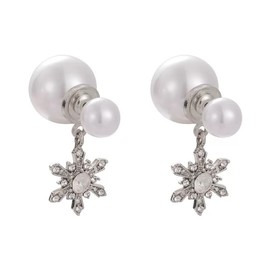 KokoGlow Snowflake Stud Earrings - Hypoallergenic Silver Earrings for Women, Quality Handpicked Freshwater Cultured Pearl Studs, Perfect for Weddings, Parties, and Everyday Wear