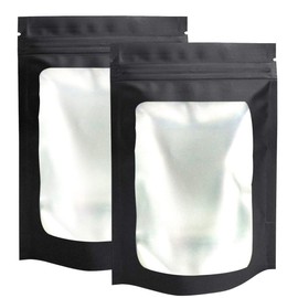 STUs 100 Pack Smell Proof Bags - 4 x 6 Inch Resealable Stand-Up Mylar Bags with Clear Window Foil Pouch Bags Flat Ziplock Bag Matte Black