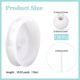 SUNNYCLUE 1 Box 150pcs Golf Ball Beads Acrylic Ball Beads White 11mm Large Big Hole Round Sport Loose Spacers with 10m Crystal String for Jewelry Making Women Bracelets Necklaces Keychains Craft