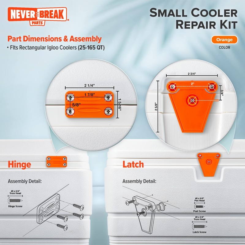 NeverBreak Igloo Cooler Replacement Hinge & Latch Set | High
