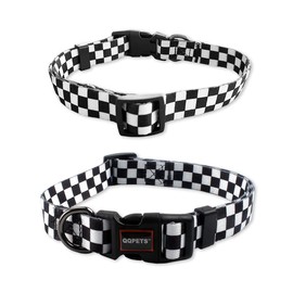Cosyhome london Dog Collar With Checkered Patterns,Adjustable Durable Puppy Collars for Small Medium Large Dogs (black and white grids, m)