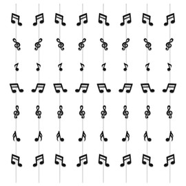Prasacco 8 Stück Musiknoten Ornamente, Musiknoten Hängende Deko aus Papier 115 cm Langer Decke Notenornamente für Musik-Mottopartys, Musikfestivals, Geburtstagsfeiern, Feiern, Hochzeiten (Schwarz)