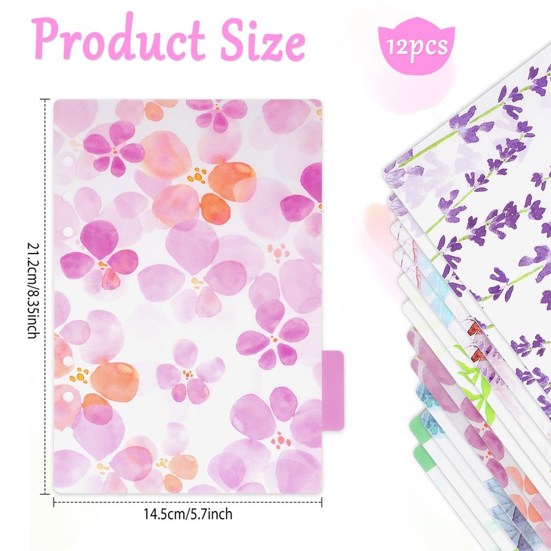 Pack of 12 A5 Folder Index Dividers, A5 Index Tabs,