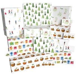 Luxury ECO Xmas Gift Wrap - 10 sheets/tags - Christmas Pudding Ten Pack - Recycled & Recyclable Wrapping Paper - Re-wrapped