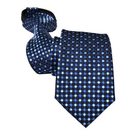 Mens Zipper Tie Skinny Business Wedding Striped Polka Dot Microfiber Pre-tied Necktie, punto azul marino, Talla única