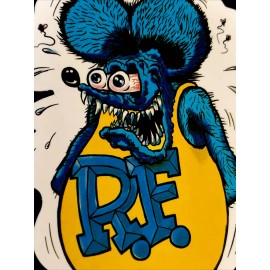 RAT FINK STICKER “FEELING BLUE & YELLOW FINK” 3 1/2 X 4“ MATTE FINISH BEAUTIFUL!