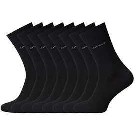 Camano 8 Pairs of Unisex 3642 CA-SOFT Cotton Socks without Rubber Print for Men and Women, black