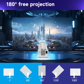 Portable Projector HD 4K 2.4 5G WiFi5.0 Automatic Correction Mini Smart Projector with 180 Degree Rotation Round Mini Smart Projector for Home Outdoor (AU Plug)