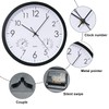 Chedin Round Quartz Wall Clock without Ticking, Weatherproof with Thermometer