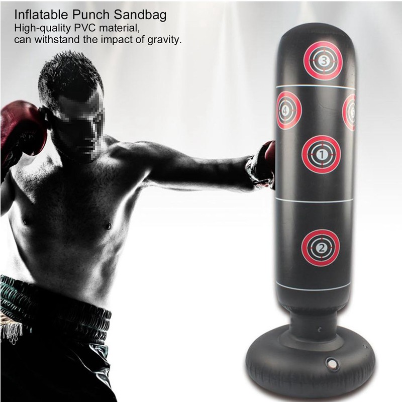 160cm Inflatable Punching Bag Boxing Post Sandbag Kids Training Exercising