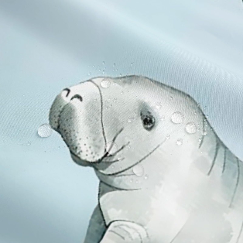 Manatee Shower Curtain Set Teal Blue Beach Coastal Ocean Shower
