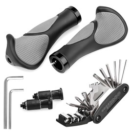 Ergonomic Bicycle Handlebar Grips with Foldable Repair Tool, 22 mm Handlebar Grips Bicycle for Grip Safety, Non-Slip Bicycle Grips Handlebar Grips MTB Ebike (Model B)