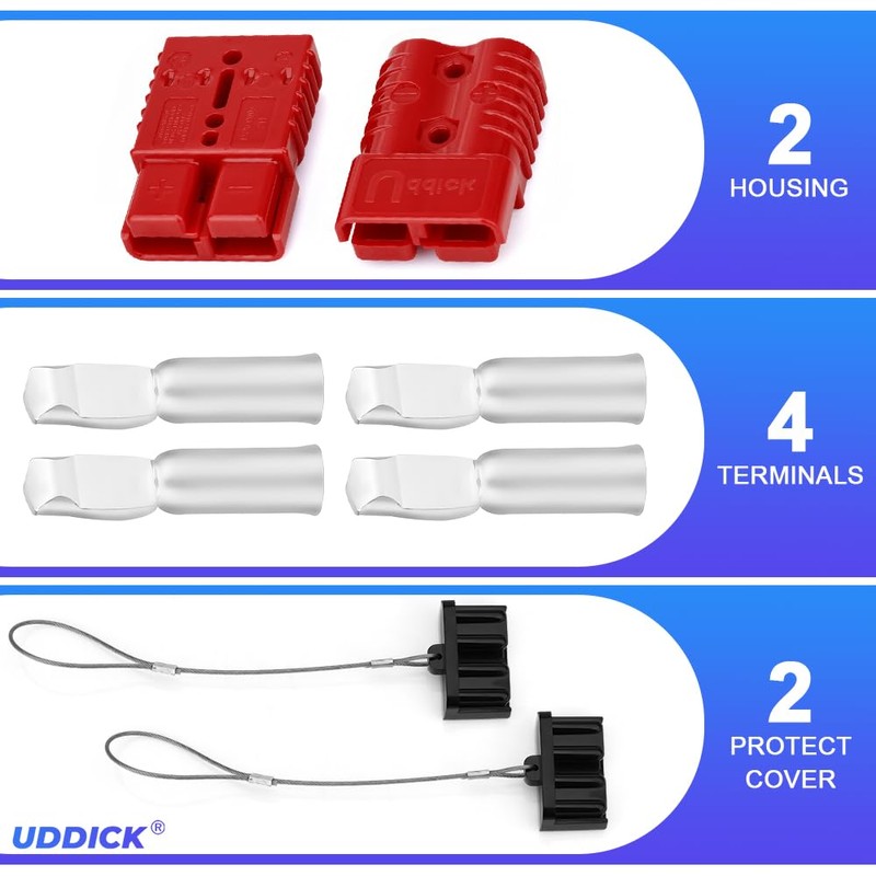 Uddick 2PCS 175A 1/0-4 Gauge Battery Cable Quick Connect/Disconnect Connector