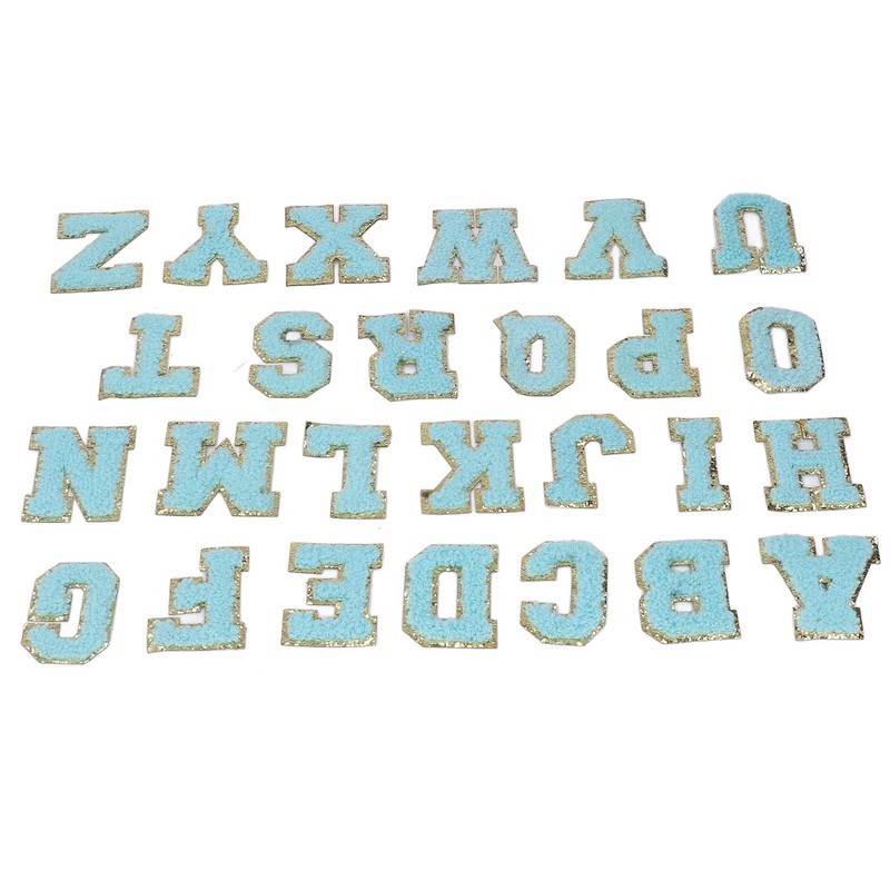 26 Pcs Iron On Letters A to Z Blue Letters