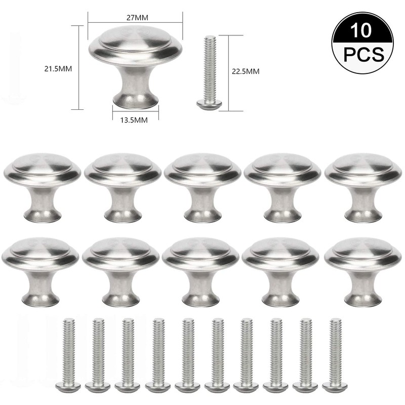 nutmanel 10pcs Zinc Alloy Cabinets Knobs Handles, Round Silver Drawer