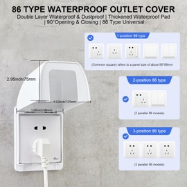 Fielect Weatherproof in Use Outlet Cover Plug Receptacle Protector for Retrofit Siding Construction White 86 Type 98x125x75mm 1Pcs