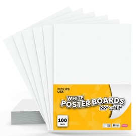 Poster Board, White Poster Paper 22x28, White Poster Board, Poster Board Bulk, Large Poster Board, School Supplies, (100 Pack)