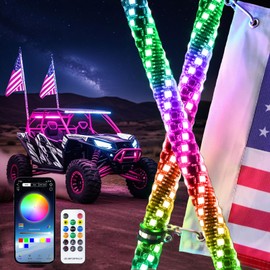 XINYICONG 3FT-2PC LED Whip Lights for RGB Dancing/Chase,Whip Lights Support APP/Remote Control,600+ Color Mode Combinations,LED Whip Suitable for ATV,RZR, Dune Buggy,Polaris,Can-am,Jeep