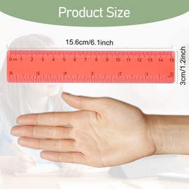 DSLSQD 6 Pack Rulers for Kids, Assorted Colors Plastic Ruler 6 Inch Clear Ruler Small Ruler with Centimeters and Inches Shatterproof Kids Ruler for School Classroom Home Office