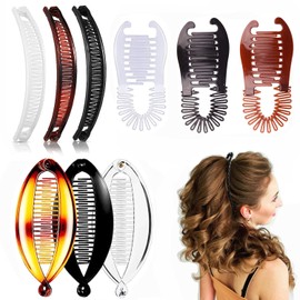 9PCS Banana Clips Hair, Banana Clip Clincher Combs for Thick Thin Hair, Vintage Fishtail Fish Shape Comb, Curly Lady Ponytail Bun Holder Jaw Clamp Retro Accessory Set for Women Girls