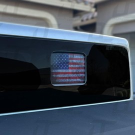 Decal Concepts American Flag Rear Window See Through Accent Decal - (Fits Jeep Gladiator 2020-2024) (Red-White-Blue Distressed)