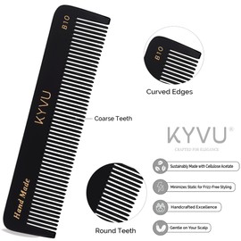 KYVU B10 Black Coarse-Tooth Hair Comb for Men & Women, Styling Comb
