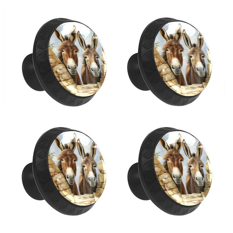 MSINMKOK 4 Pack Cabinet Knobs Donkey Animal Drawer Pulls Crystal