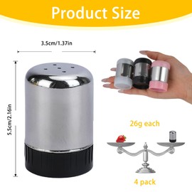 WRENYZK Small Salt Shaker with Lid for Travel, Stainless Steel Salt and Pepper Shakers, Small with 5 Holes for Restaurants, On the Go, Camping, Bento Box and Outdoor Grill, Pack of 3