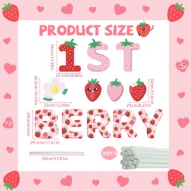 Chicooan Berry First Birthday Decor 12 Pcs Strawberry Yard Signs with Stakes Happy Birthday One Year Old Strawberry Outdoor Weatherproof Garden Party Decorations