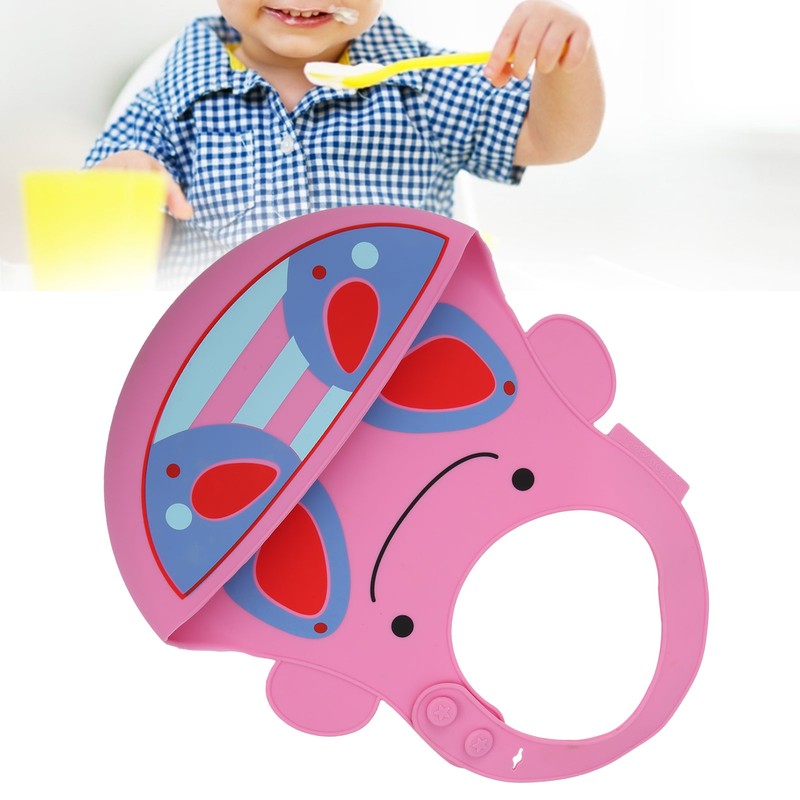Silicone Cartoon Pattern Baby Bib Infant Waterproof Adjustable Portable Eating