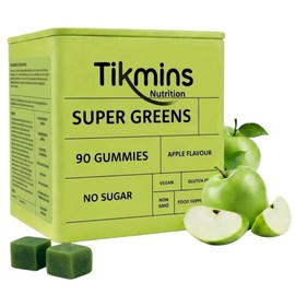 TIKMINS - Super Greens Gummies | with Zinc, Vitamin B12, B6 & Vitamin C, D | Greens Supplement Multivitamin Gummies Made with 20+ Fruits & Veggies | Gluten-Free, Sugar-Free & Vegan (Green Apple)