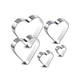 Set of 5 Heart Shape Cookie Cutter Set Valentine Cookie Cutter Stainless Steel Heart Cutter (Heart Shape)
