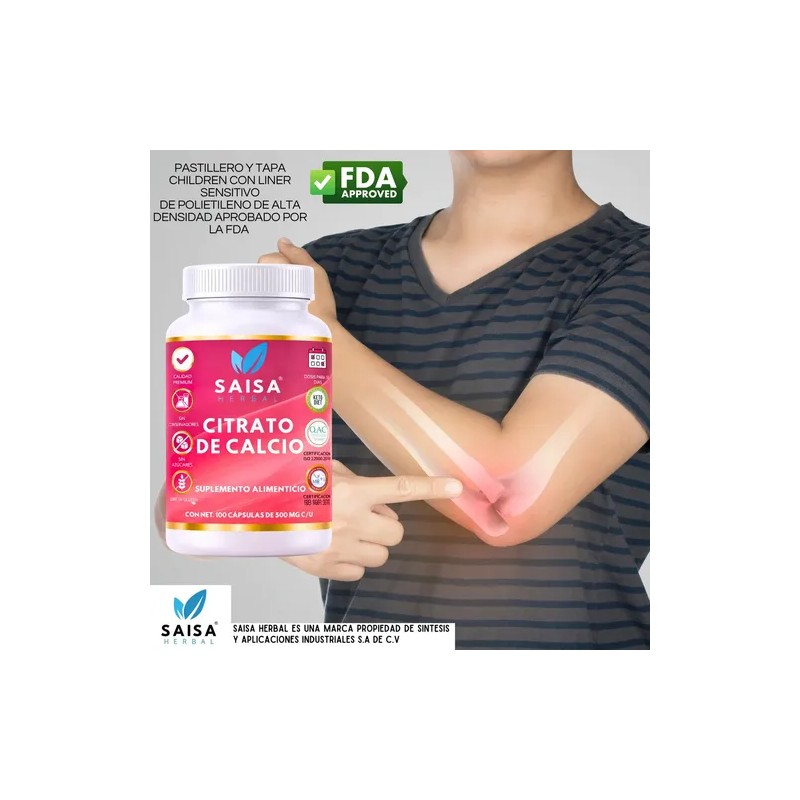 Citrato de Calcio Saisa Herbal, Suplemento para Huesos y Dientes