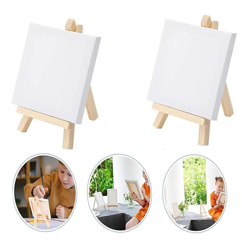 Mini Canvas with Easel, Pack of 6 Mini Canvases with