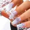 Sethexy Blue Long Coffin Nails Press On Handmade Matt False