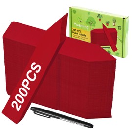 Yuanling Plant Labels 200 PCS Yuanling for Seeding Plastic Waterproof Plant Name Tags Garden Labels Marker Garden Pots Stakes for Outdoor Potted Plants with Permanent Marking Pen (Red)