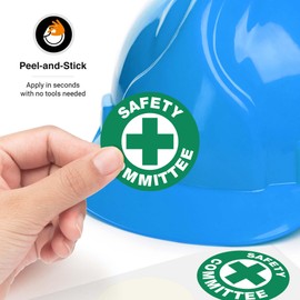 Safety Committee Member Hard Hat Sticker, (6 Pack) 2x2 Inches, Contruction Hard Hat Decal, Made in USA by Sigo Signs
