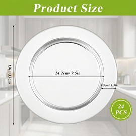 Extrapins 24 Pack Stainless Steel Charger Plates, 13 Inch Metallic Silver Charger Plates, Round Dinner Chargers, Metal Round Chargers for Dinner Plate Wedding Party Event Decoration