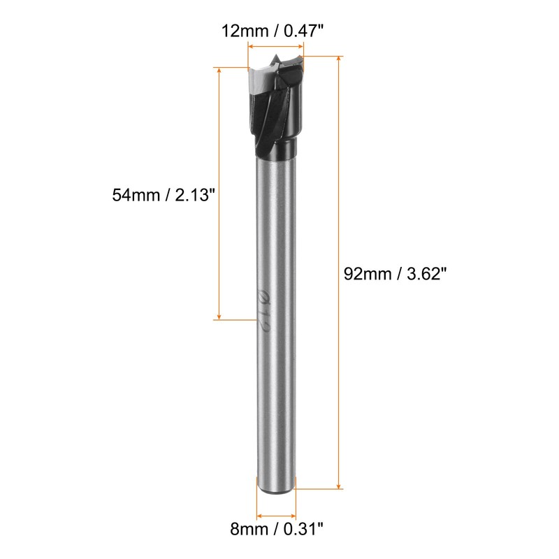 sourcing map Forstner Drill Bit 12mm (15/32") K30/C1 Tungsten Carbide
