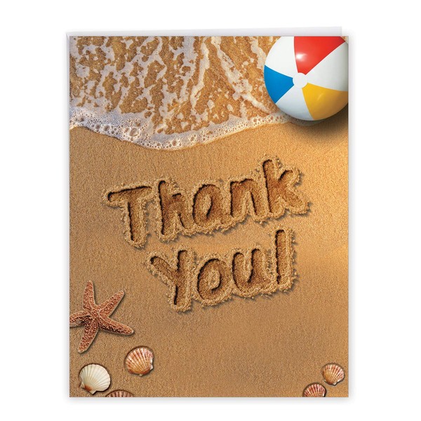 XL ‘Beach Notes' Thank You Card with Envelope 8.5 x 11 Inch Big Beach-Themed Appreciation Greeting Card, Large Stationery for Holidays, Weddings, Baby Showers, Thanksgiving J6113GTYG