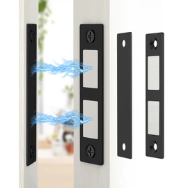 Jiayi 30 Lb Magnetic Door Catch Screw in Black, Heavy Duty Cabinet Latch, Cabinet Drawer Door Magnets, 2 Pack Kitchen Magnets Closures, Dual Pocket Door Magnets for RV, Cabinet Door, Barn Door