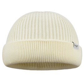 Clakllie Cuffed Knit Beanie Hat Brimless Hat for Men Knitted Short Watch Cap Unisex Skull Cap Men's Winter Ski Cap,Beige