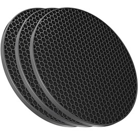 TENOC Silicone Trivet Mats for Hot Pots & Pans, Heat Resistant Pot Holder, Non-Slip Hot Pads for Dishes & Cookware, Multipurpose Kitchen Table Teapot Coaster, 3.5-Inch, 3 Pcs, Black