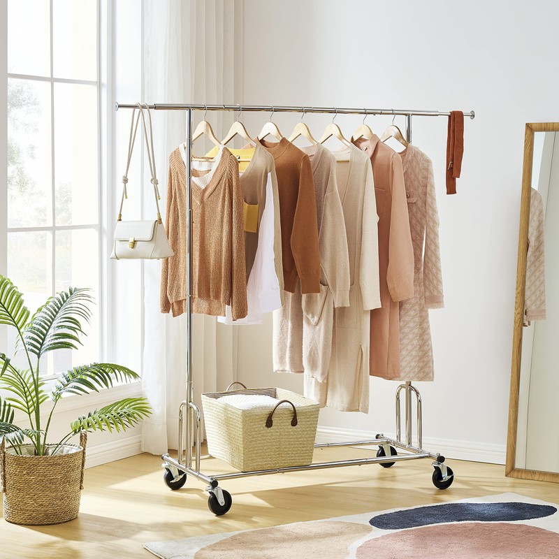 Tajsoon Heavy Duty Clothes Rack Foldable Garment Rack with Wheels