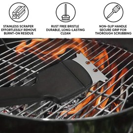 CRYSTAL25 BBQ Cleaning Brush Easy to Store Handy Tool Ideal for All BBQ Grill Use in Commercial Kitchen and Residential Homes