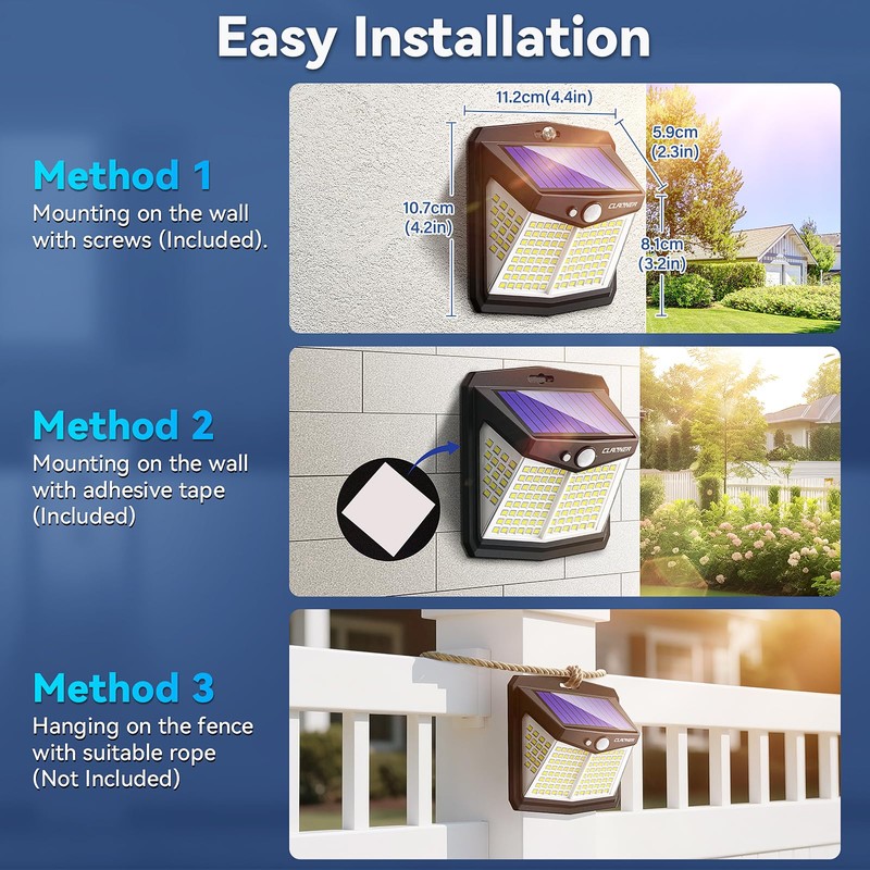 CLAONER Solar Lights Outdoor, [128 LED/6 Packs] Solar Motion Sensor