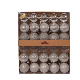 60mm Shatterproof Silver Ball Ornaments, 30 Piece Set